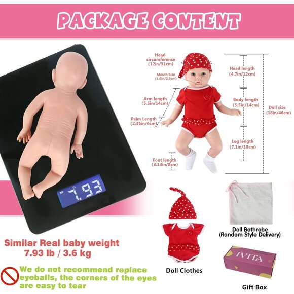 🆕18inch Full Body Silicone Baby Doll Girl Stress-Relief Toy Soft Newborn Baby - Picture 5 of 9